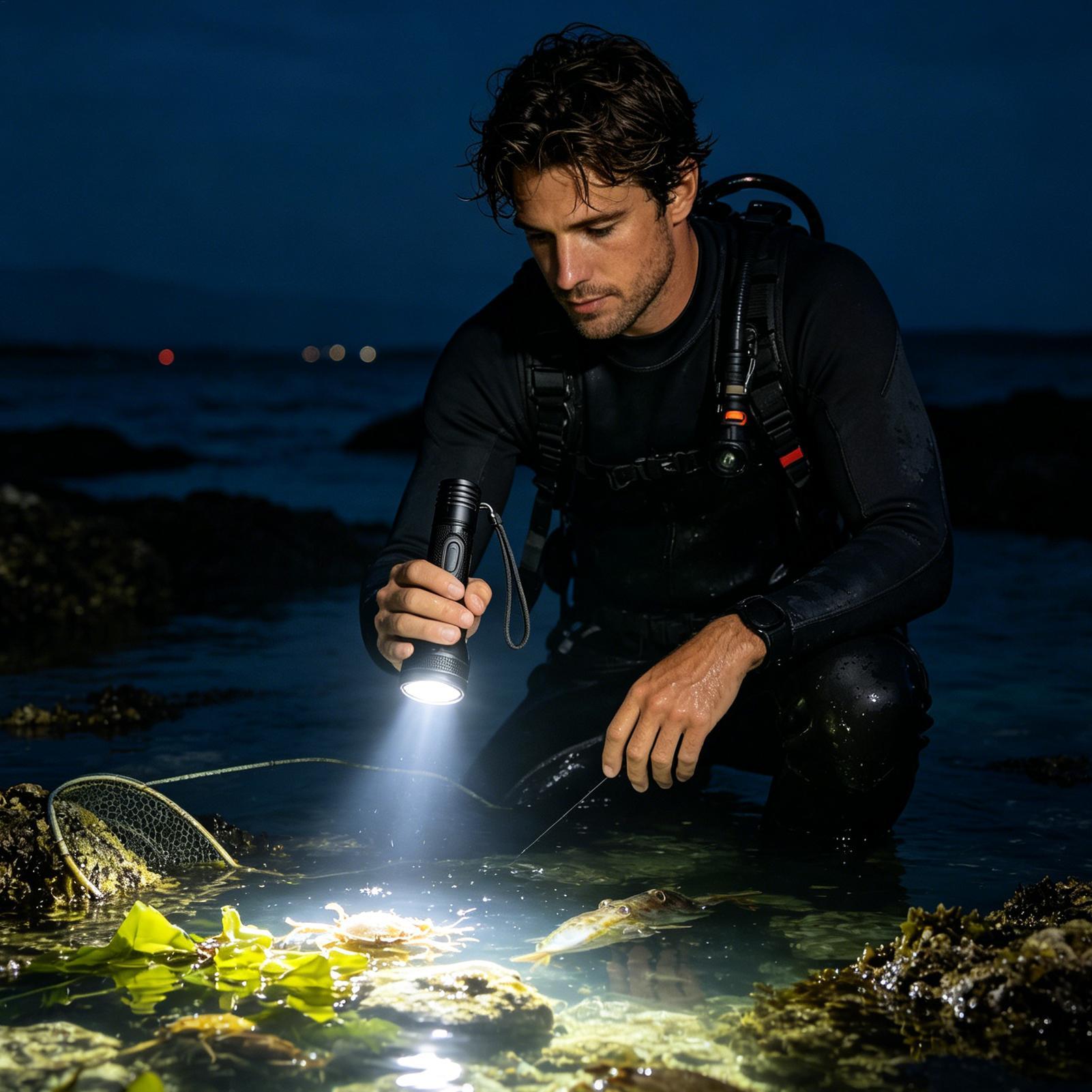 ไฟฉายดำน้ำ LED แบบชาร์จได้ 3 โ - Underwater Flashlight บทวิจารณ์และราคา